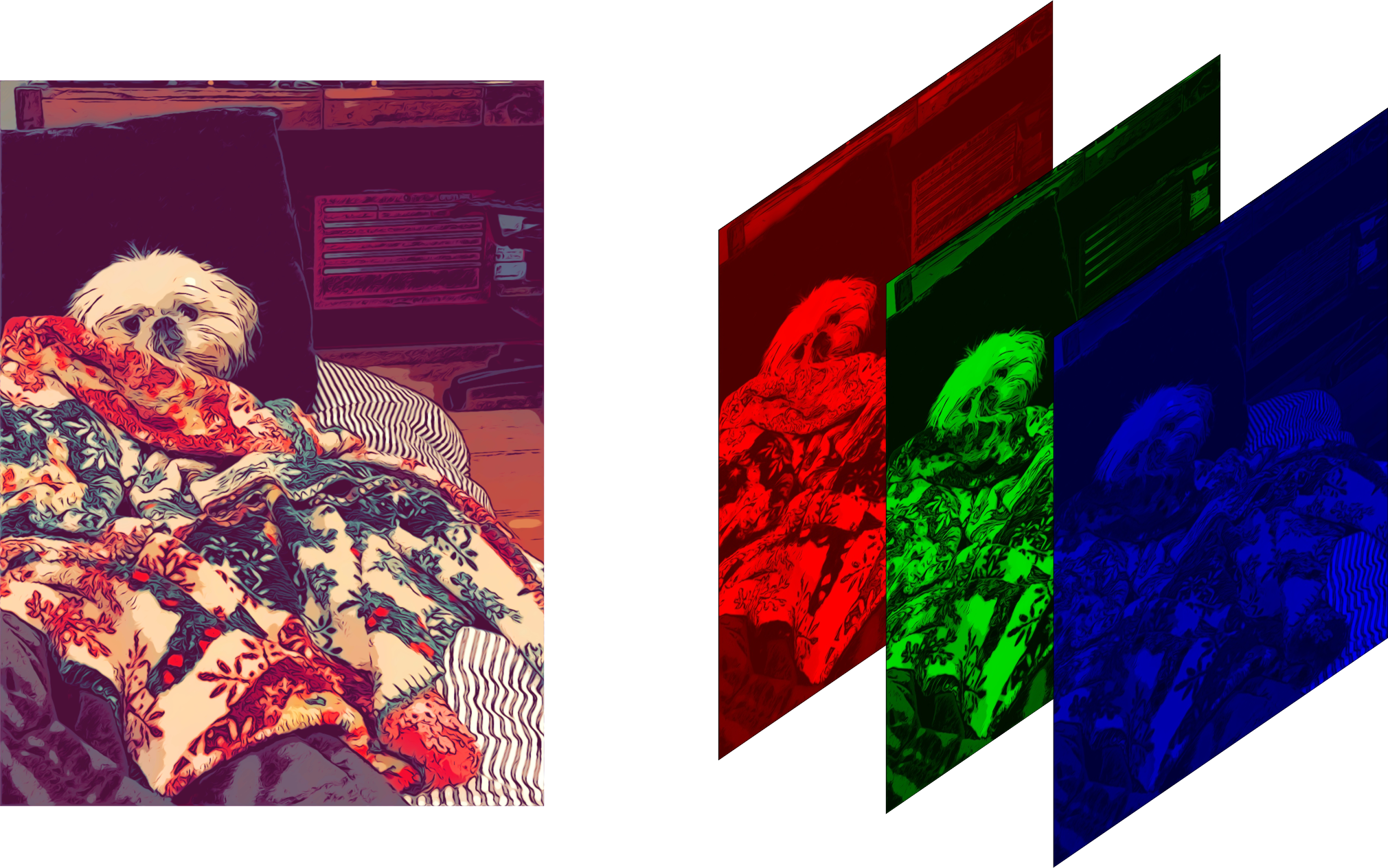 Color image with red, green, and blue channels